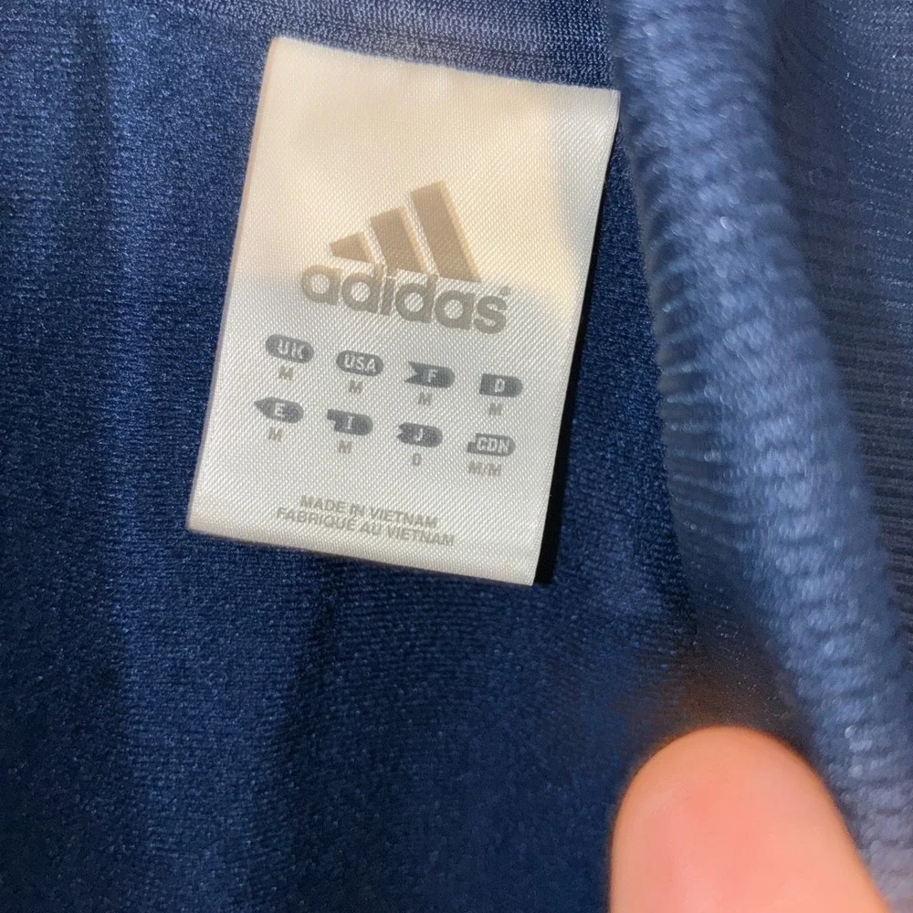 Adidas Track Jacket Navy 3-Stripes Tricot Full Zip Mens M